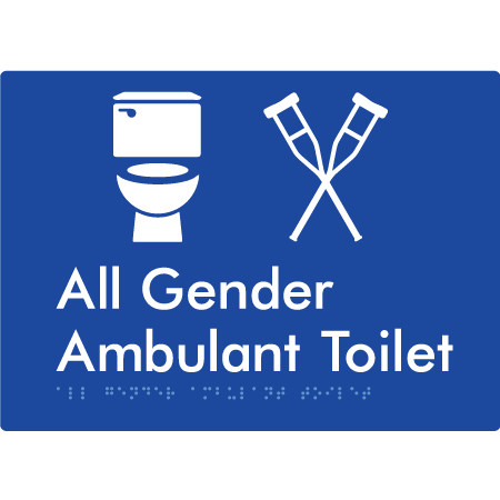 Braille Sign All Gender Ambulant Toilet - Braille Tactile Signs Aust. - BTS378n-blu - Custom Signs - Fast Shipping - High Quality - Australian Made &amp; Owned