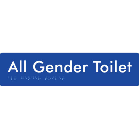 Braille Sign All Gender Toilet - Braille Tactile Signs Aust. - BTS383-blu - Custom Signs - Fast Shipping - High Quality - Australian Made &amp; Owned