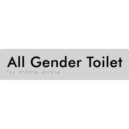 Braille Sign All Gender Toilet - Braille Tactile Signs Aust. - BTS383-slv - Custom Signs - Fast Shipping - High Quality - Australian Made &amp; Owned