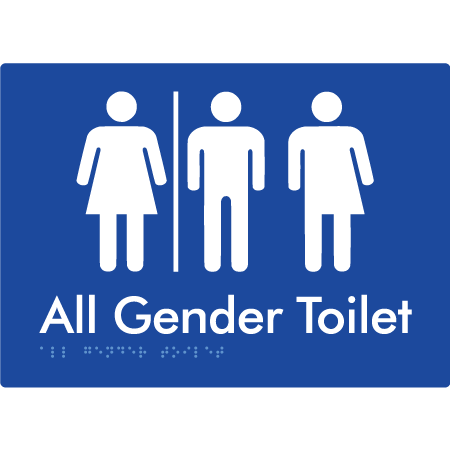 Braille Sign All Gender Toilet with Air Lock - Braille Tactile Signs Aust. - BTS357-AL-blu - Custom Signs - Fast Shipping - High Quality - Australian Made &amp; Owned