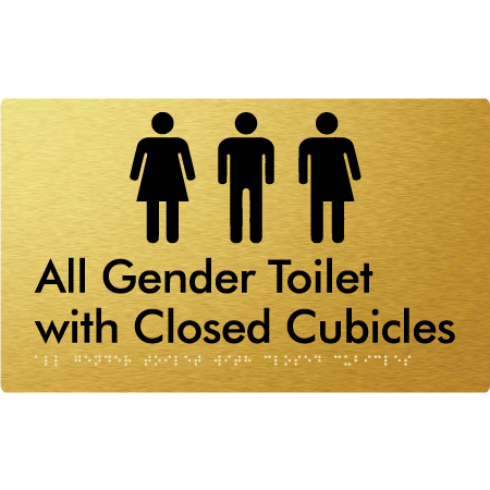 Braille Sign All Gender Toilet with Closed Cubicles - Braille Tactile Signs Aust. - BTS329-aliG - Custom Signs - Fast Shipping - High Quality - Australian Made &amp; Owned