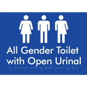Braille Sign All Gender Toilet with Open Urinal - Braille Tactile Signs Aust. - BTS330-blu - Custom Signs - Fast Shipping - High Quality - Australian Made &amp; Owned