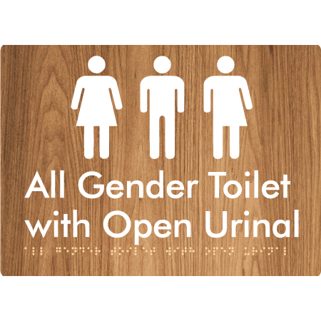 Braille Sign All Gender Toilet with Open Urinal - Braille Tactile Signs Aust. - BTS330-wdg - Custom Signs - Fast Shipping - High Quality - Australian Made &amp; Owned