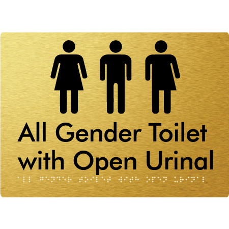 Braille Sign All Gender Toilet with Open Urinal - Braille Tactile Signs Aust. - BTS330-aliG - Custom Signs - Fast Shipping - High Quality - Australian Made &amp; Owned