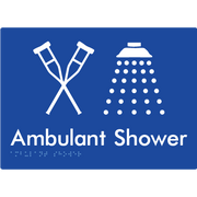 Braille Sign Ambulant Shower - Braille Tactile Signs Aust. - BTS425-blu - Custom Signs - Fast Shipping - High Quality - Australian Made &amp; Owned