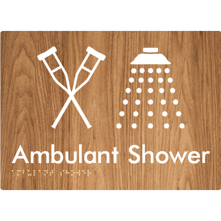 Braille Sign Ambulant Shower - Braille Tactile Signs Aust. - BTS425-wdg - Custom Signs - Fast Shipping - High Quality - Australian Made &amp; Owned