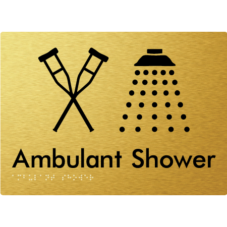 Braille Sign Ambulant Shower - Braille Tactile Signs Aust. - BTS425-aliG - Custom Signs - Fast Shipping - High Quality - Australian Made &amp; Owned