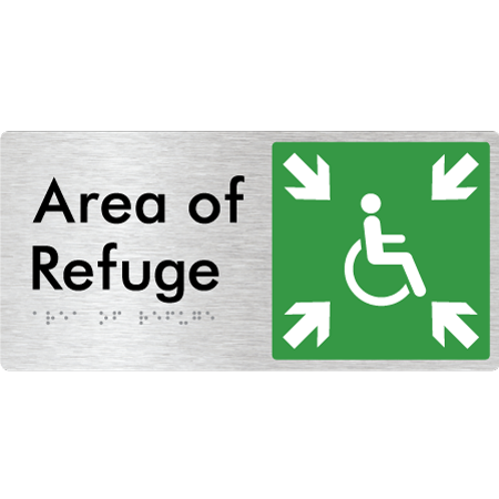 Braille Sign Area of Refuge - Braille Tactile Signs Aust. - BTS447-aliB - Custom Signs - Fast Shipping - High Quality - Australian Made &amp; Owned