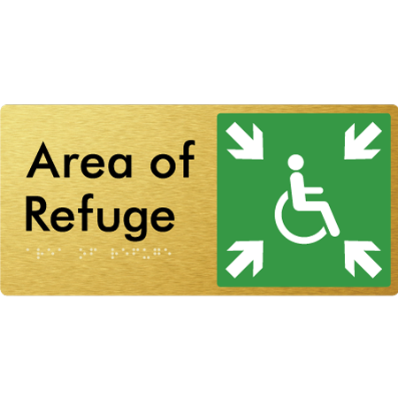 Braille Sign Area of Refuge - Braille Tactile Signs Aust. - BTS447-aliG - Custom Signs - Fast Shipping - High Quality - Australian Made &amp; Owned