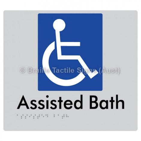 Braille Sign Assisted Bath - Braille Tactile Signs (Aust) - BTS152-slv - Fully Custom Signs - Fast Shipping - High Quality - Australian Made &amp; Owned