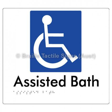 Braille Sign Assisted Bath - Braille Tactile Signs (Aust) - BTS152-wht - Fully Custom Signs - Fast Shipping - High Quality - Australian Made &amp; Owned