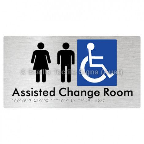 Braille Sign Assisted Unisex Accessible Change Room - Braille Tactile Signs (Aust) - BTS199-aliB - Fully Custom Signs - Fast Shipping - High Quality - Australian Made &amp; Owned