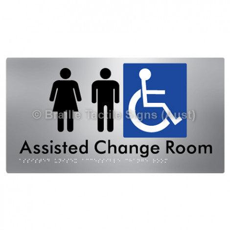 Braille Sign Assisted Unisex Accessible Change Room - Braille Tactile Signs (Aust) - BTS199-aliS - Fully Custom Signs - Fast Shipping - High Quality - Australian Made &amp; Owned