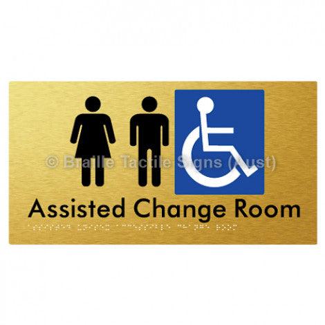 Braille Sign Assisted Unisex Accessible Change Room - Braille Tactile Signs (Aust) - BTS199-aliG - Fully Custom Signs - Fast Shipping - High Quality - Australian Made &amp; Owned