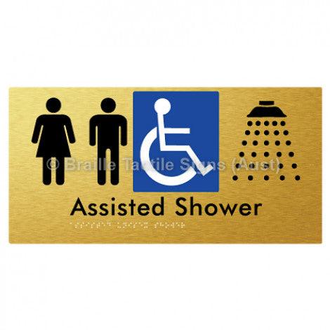Braille Sign Assisted Unisex Shower - Braille Tactile Signs (Aust) - BTS149-aliG - Fully Custom Signs - Fast Shipping - High Quality - Australian Made &amp; Owned