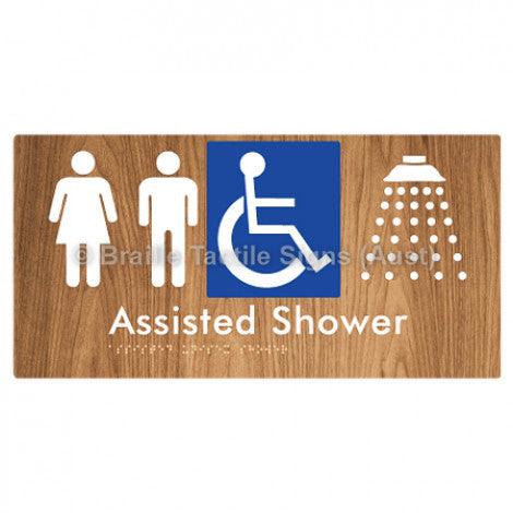 Braille Sign Assisted Unisex Shower - Braille Tactile Signs (Aust) - BTS149-wdg - Fully Custom Signs - Fast Shipping - High Quality - Australian Made &amp; Owned