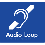 Braille Sign Audio Loop Provided - Braille Tactile Signs Aust. - BTS07-blu - Custom Signs - Fast Shipping - High Quality - Australian Made &amp; Owned