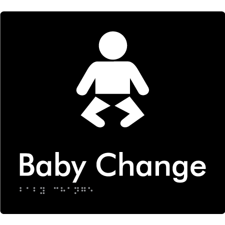 Braille Sign Baby Change - Braille Tactile Signs Aust. - BTS72-blk - Custom Signs - Fast Shipping - High Quality - Australian Made &amp; Owned