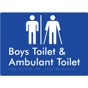 Braille Sign Boys Toilet & Ambulant Toilet with Air Lock - Braille Tactile Signs Aust. - BTS429-AL-blu - Custom Signs - Fast Shipping - High Quality - Australian Made &amp; Owned