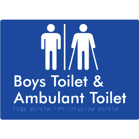 Braille Sign Boys Toilet & Ambulant Toilet with Air Lock - Braille Tactile Signs Aust. - BTS429-AL-blu - Custom Signs - Fast Shipping - High Quality - Australian Made &amp; Owned