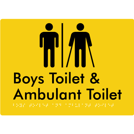 Braille Sign Boys Toilet & Ambulant Toilet with Air Lock - Braille Tactile Signs Aust. - BTS429-AL-yel - Custom Signs - Fast Shipping - High Quality - Australian Made &amp; Owned