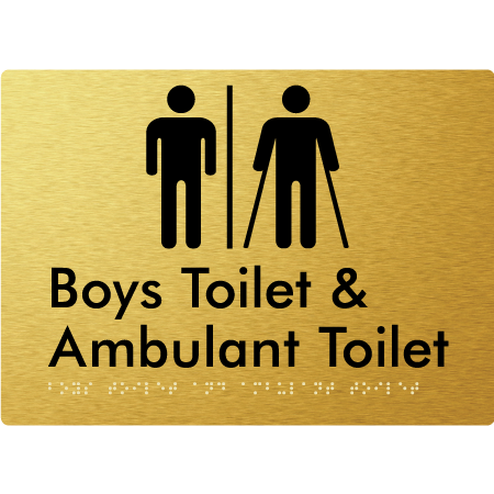 Braille Sign Boys Toilet & Ambulant Toilet with Air Lock - Braille Tactile Signs Aust. - BTS429-AL-aliG - Custom Signs - Fast Shipping - High Quality - Australian Made &amp; Owned