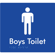 Braille Sign Boys Toilet - Braille Tactile Signs Aust. - BTS46n-blu - Custom Signs - Fast Shipping - High Quality - Australian Made &amp; Owned