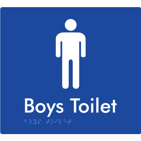 Braille Sign Boys Toilet - Braille Tactile Signs Aust. - BTS46n-blu - Custom Signs - Fast Shipping - High Quality - Australian Made &amp; Owned