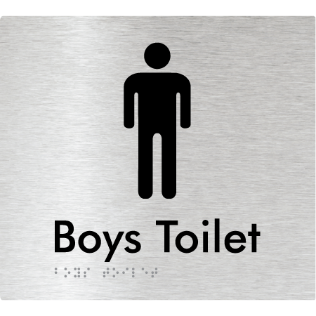 Braille Sign Boys Toilet - Braille Tactile Signs Aust. - BTS46n-aliB - Custom Signs - Fast Shipping - High Quality - Australian Made &amp; Owned