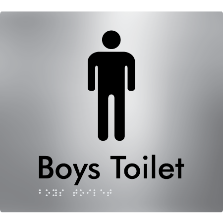 Braille Sign Boys Toilet - Braille Tactile Signs Aust. - BTS46n-aliS - Custom Signs - Fast Shipping - High Quality - Australian Made &amp; Owned