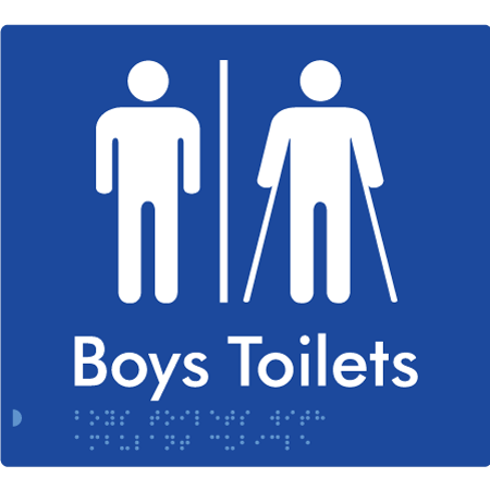 Braille Sign Boys Toilets with Ambulant Cubicle & Air Lock - Braille Tactile Signs Aust. - BTS427-AL-blu - Custom Signs - Fast Shipping - High Quality - Australian Made &amp; Owned