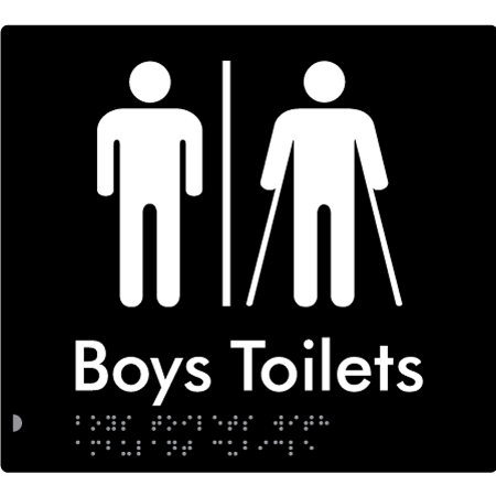 Braille Sign Boys Toilets with Ambulant Cubicle & Air Lock - Braille Tactile Signs Aust. - BTS427-AL-blk - Custom Signs - Fast Shipping - High Quality - Australian Made &amp; Owned