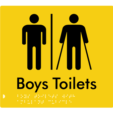 Braille Sign Boys Toilets with Ambulant Cubicle & Air Lock - Braille Tactile Signs Aust. - BTS427-AL-yel - Custom Signs - Fast Shipping - High Quality - Australian Made &amp; Owned