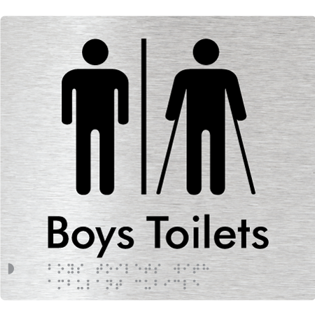 Braille Sign Boys Toilets with Ambulant Cubicle & Air Lock - Braille Tactile Signs Aust. - BTS427-AL-aliB - Custom Signs - Fast Shipping - High Quality - Australian Made &amp; Owned