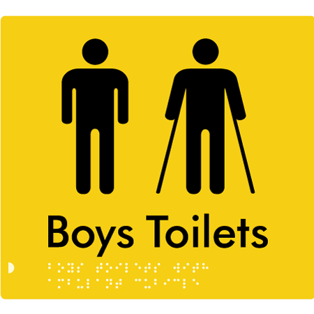 Braille Sign Boys Toilets with Ambulant Cubicle - Braille Tactile Signs Aust. - BTS427-yel - Custom Signs - Fast Shipping - High Quality - Australian Made &amp; Owned