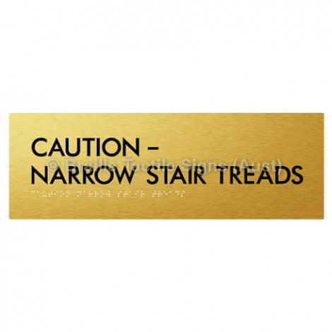 Braille Sign CAUTION–NARROW STAIR TREADS - Braille Tactile Signs (Aust) - BTS56-aliG - Fully Custom Signs - Fast Shipping - High Quality - Australian Made &amp; Owned