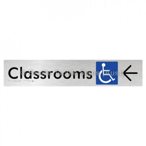 Braille Sign Classrooms Access w/ Large Arrow - Braille Tactile Signs (Aust) - BTS192->L-aliB - Fully Custom Signs - Fast Shipping - High Quality - Australian Made &amp; Owned