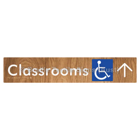 Braille Sign Classrooms Access w/ Large Arrow - Braille Tactile Signs (Aust) - BTS192->U-wdg - Fully Custom Signs - Fast Shipping - High Quality - Australian Made &amp; Owned