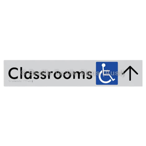 Braille Sign Classrooms Access w/ Large Arrow - Braille Tactile Signs (Aust) - BTS192->U-slv - Fully Custom Signs - Fast Shipping - High Quality - Australian Made &amp; Owned