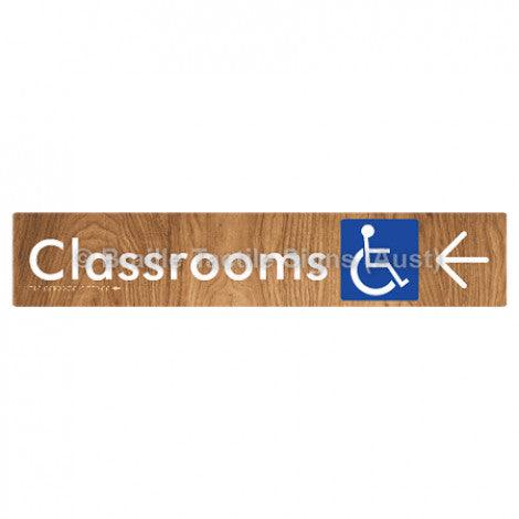Braille Sign Classrooms Access w/ Large Arrow - Braille Tactile Signs (Aust) - BTS192->L-wdg - Fully Custom Signs - Fast Shipping - High Quality - Australian Made &amp; Owned