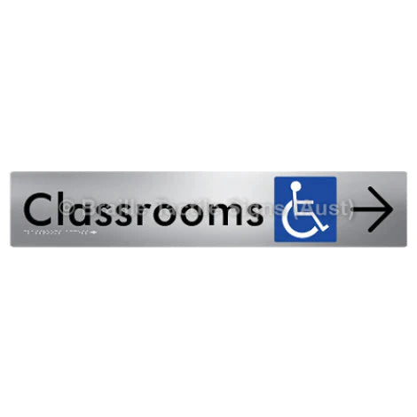 Braille Sign Classrooms Access w/ Large Arrow - Braille Tactile Signs (Aust) - BTS192->R-aliS - Fully Custom Signs - Fast Shipping - High Quality - Australian Made &amp; Owned