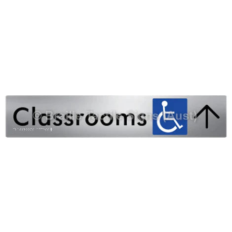 Braille Sign Classrooms Access w/ Large Arrow - Braille Tactile Signs (Aust) - BTS192->U-aliS - Fully Custom Signs - Fast Shipping - High Quality - Australian Made &amp; Owned