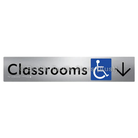 Braille Sign Classrooms Access w/ Large Arrow - Braille Tactile Signs (Aust) - BTS192->D-aliS - Fully Custom Signs - Fast Shipping - High Quality - Australian Made &amp; Owned