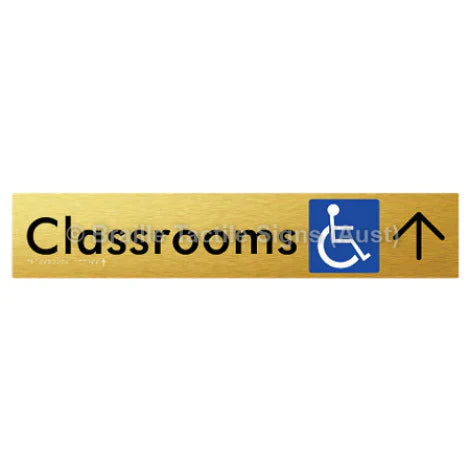 Braille Sign Classrooms Access w/ Large Arrow - Braille Tactile Signs (Aust) - BTS192->U-aliG - Fully Custom Signs - Fast Shipping - High Quality - Australian Made &amp; Owned