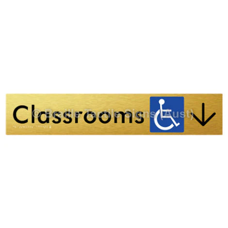 Braille Sign Classrooms Access w/ Large Arrow - Braille Tactile Signs (Aust) - BTS192->D-aliG - Fully Custom Signs - Fast Shipping - High Quality - Australian Made &amp; Owned