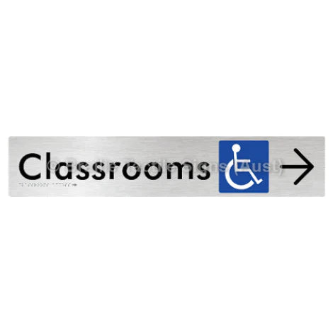 Braille Sign Classrooms Access w/ Large Arrow - Braille Tactile Signs (Aust) - BTS192->R-aliB - Fully Custom Signs - Fast Shipping - High Quality - Australian Made &amp; Owned