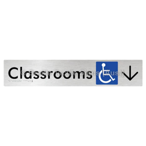 Braille Sign Classrooms Access w/ Large Arrow - Braille Tactile Signs (Aust) - BTS192->D-aliB - Fully Custom Signs - Fast Shipping - High Quality - Australian Made &amp; Owned