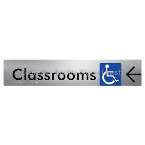Braille Sign Classrooms Access w/ Large Arrow - Braille Tactile Signs (Aust) - BTS192->L-aliS - Fully Custom Signs - Fast Shipping - High Quality - Australian Made &amp; Owned