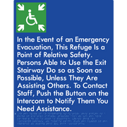 Braille Sign Emergency Evacuation Refuge - Braille Tactile Signs Aust. - BTS448-blu - Custom Signs - Fast Shipping - High Quality - Australian Made &amp; Owned