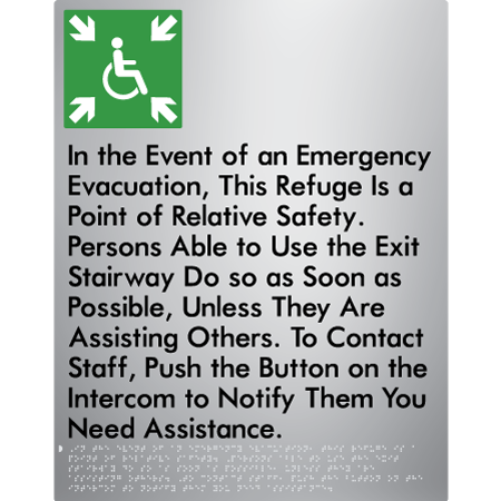 Braille Sign Emergency Evacuation Refuge - Braille Tactile Signs Aust. - BTS448-aliS - Custom Signs - Fast Shipping - High Quality - Australian Made &amp; Owned